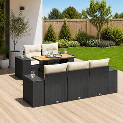 6-Piece Garden Sofa Set: Black PE Rattan, Modular Design