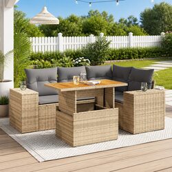 5-Piece Modular Garden Sofa Set with Adjustable Table
