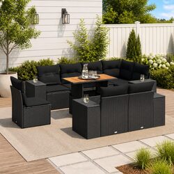 9 Piece Garden Sofa Set Specifications: Modular Black Rattan