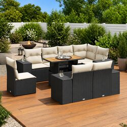 9-Piece Modular Outdoor Sofa Set in Black – Specs Inside