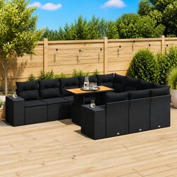 Detailed Specs of the 10-Piece Black Rattan Garden Sofa Set