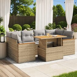 6 Piece Modular Garden Sofa Set - Beige and Durable