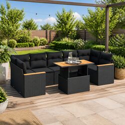 7 Piece Outdoor Garden Sofa Set - Black Rattan Specifications