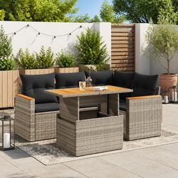 5-Piece Modular Garden Sofa Set in Grey with Cushions
