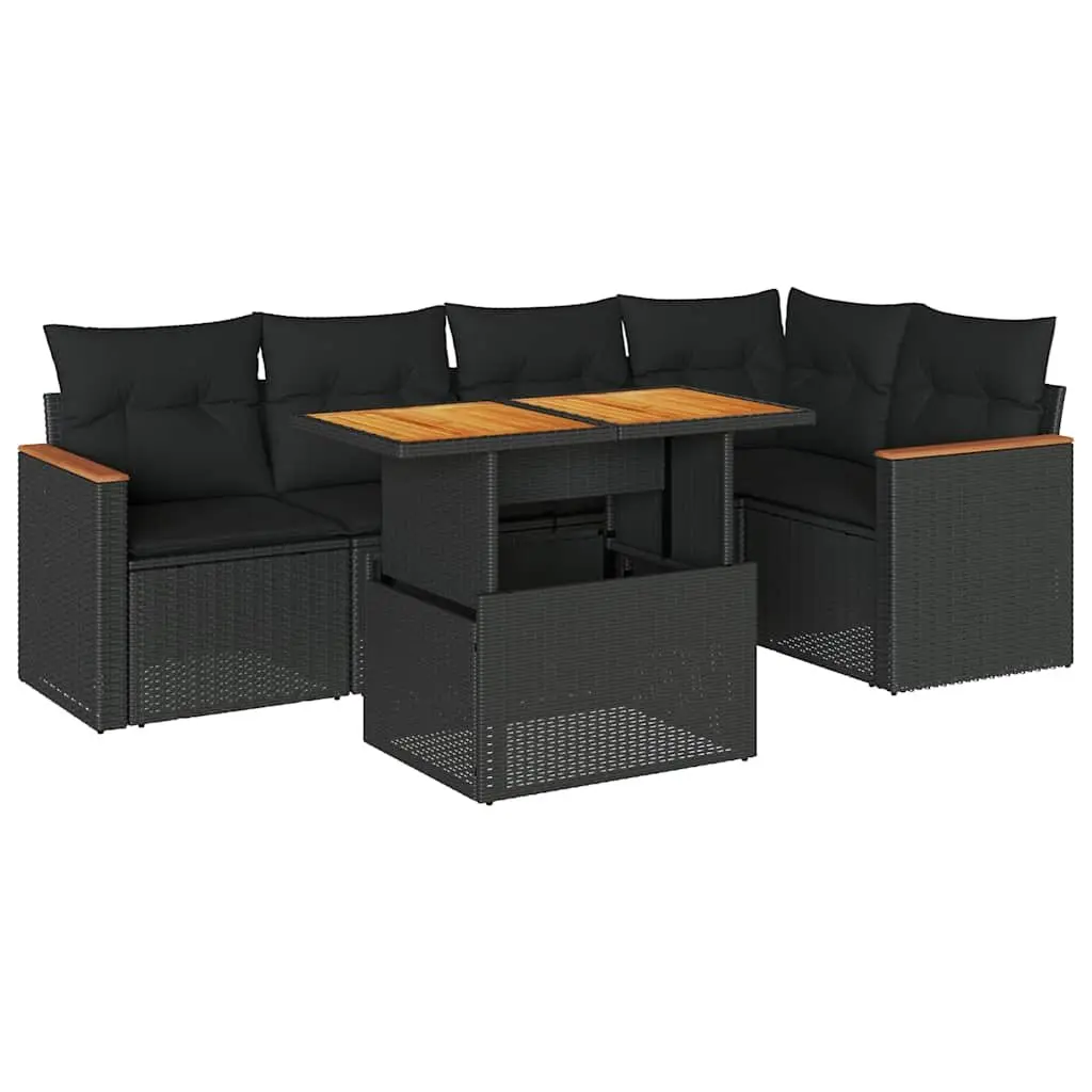 5 Piece Garden Sofa Set for Outdoor Patio Black