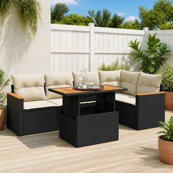 Black 5 Piece Garden Sofa Set with Durable PE Rattan