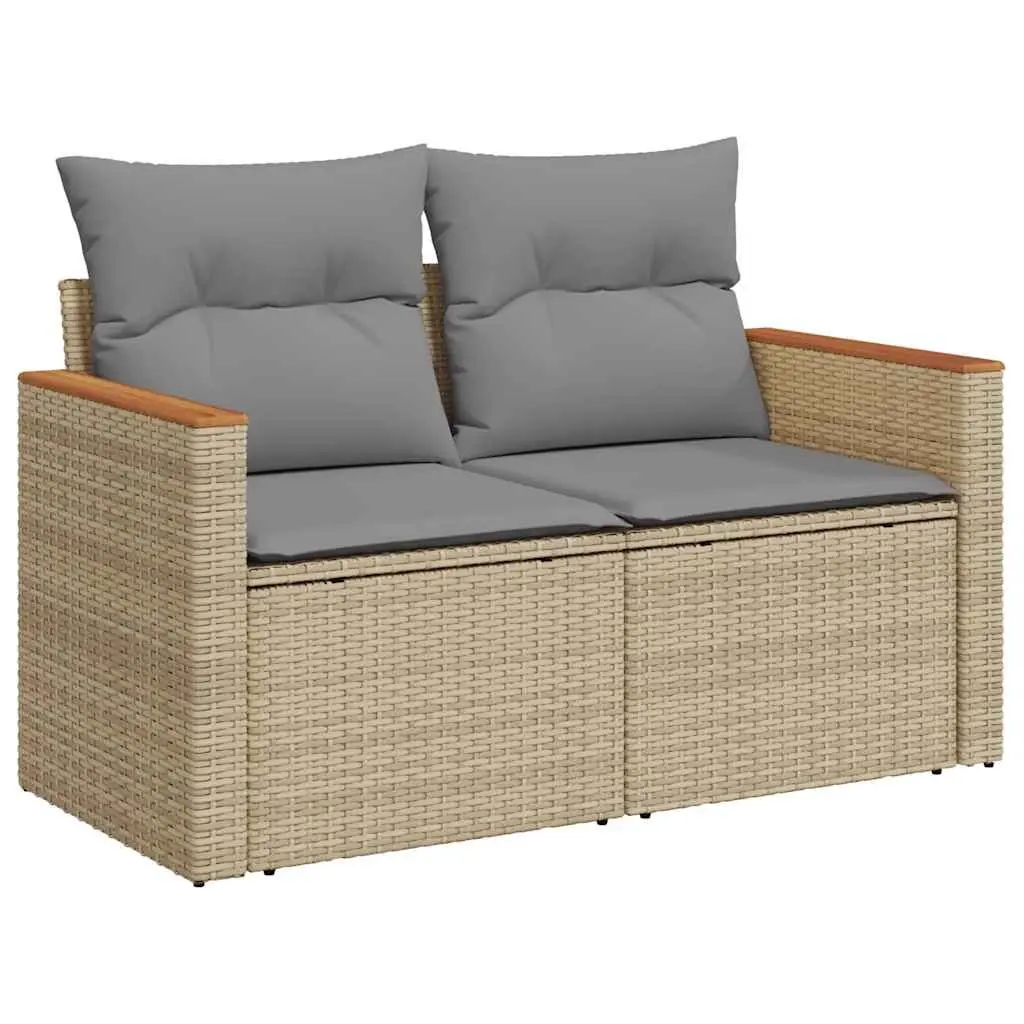 Garden Sofa Set 5 Piece Outdoor Furniture Beige Rattan Patio Lounge Seating