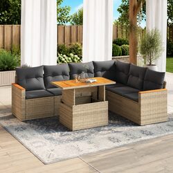 Specifications of 7-Piece Beige Outdoor Garden Sofa Set