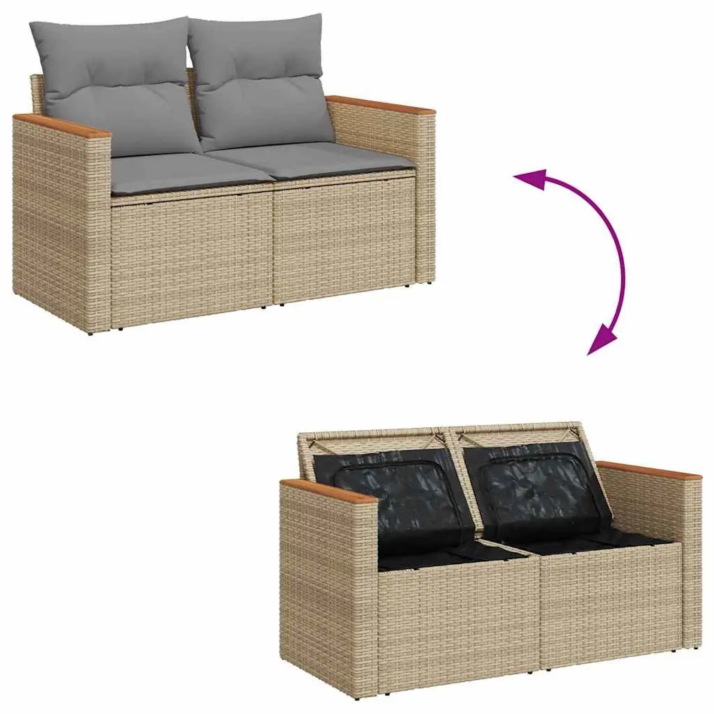 7-Piece Beige Outdoor Garden Sofa Set