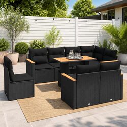 Specifications of 9-Piece Black Rattan Garden Sofa Set