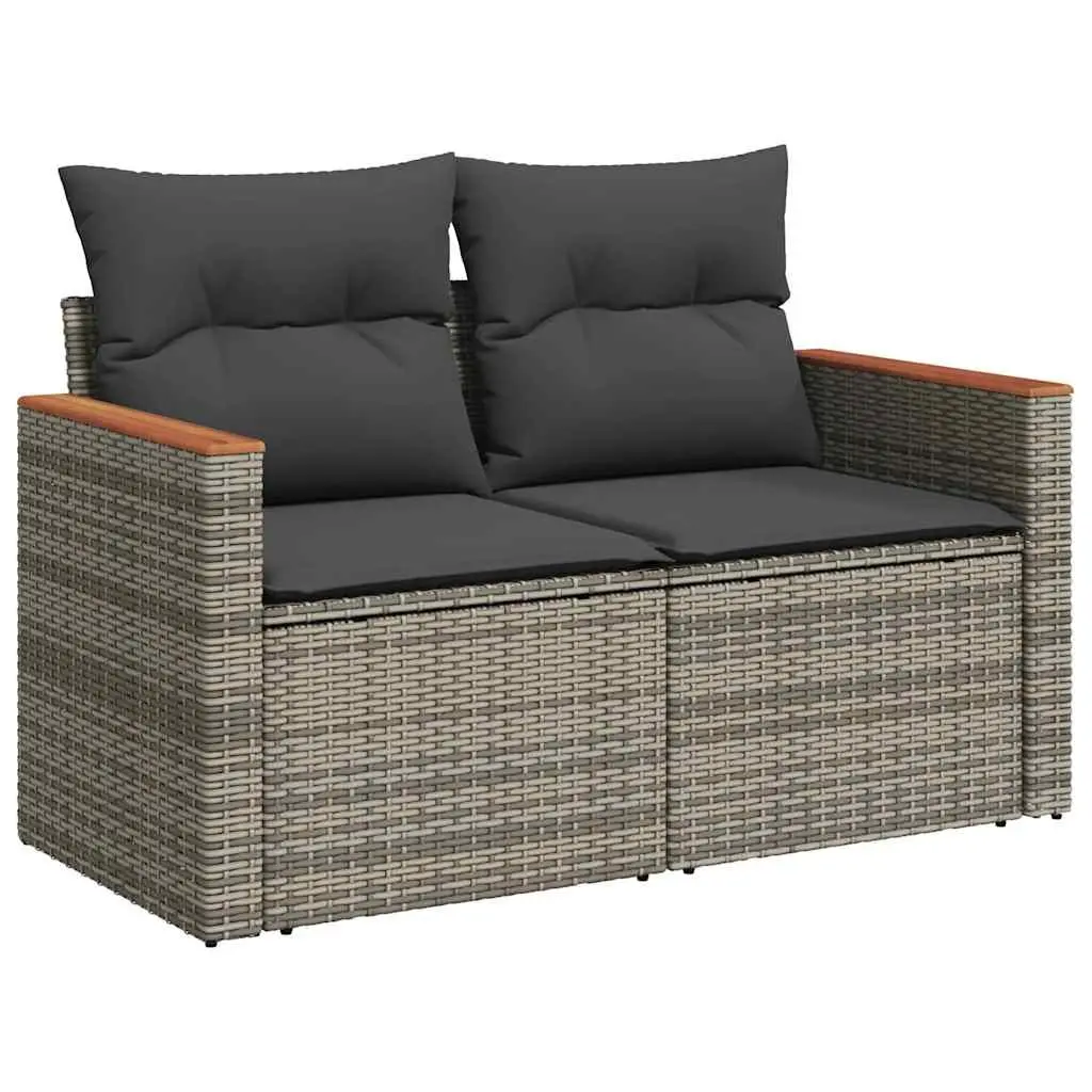 9 Piece Grey Poly Rattan Garden Sofa Set