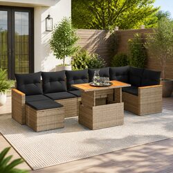 Garden Sofa Set 8-Piece Modular Outdoor Furniture, Grey