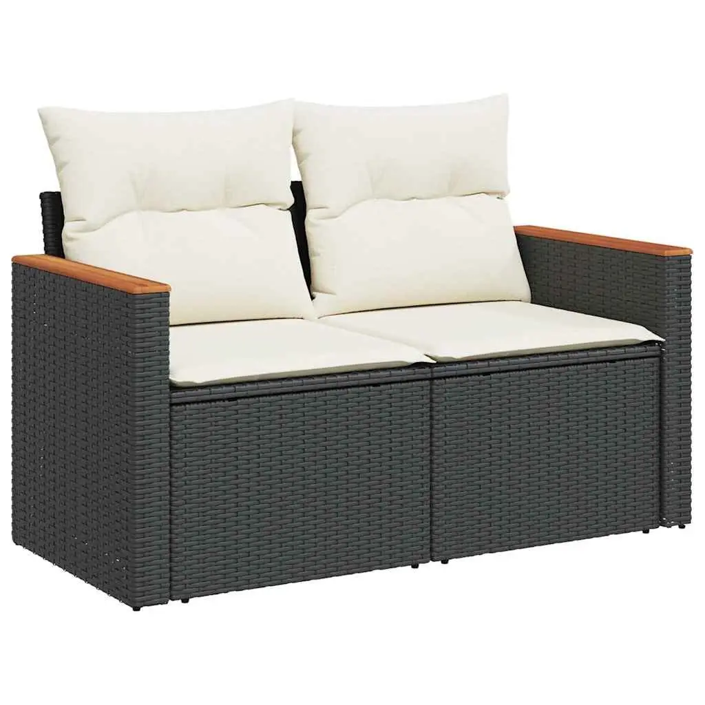 Garden Sofa Set Outdoor Furniture 10 Piece Black Poly Rattan with Cushions