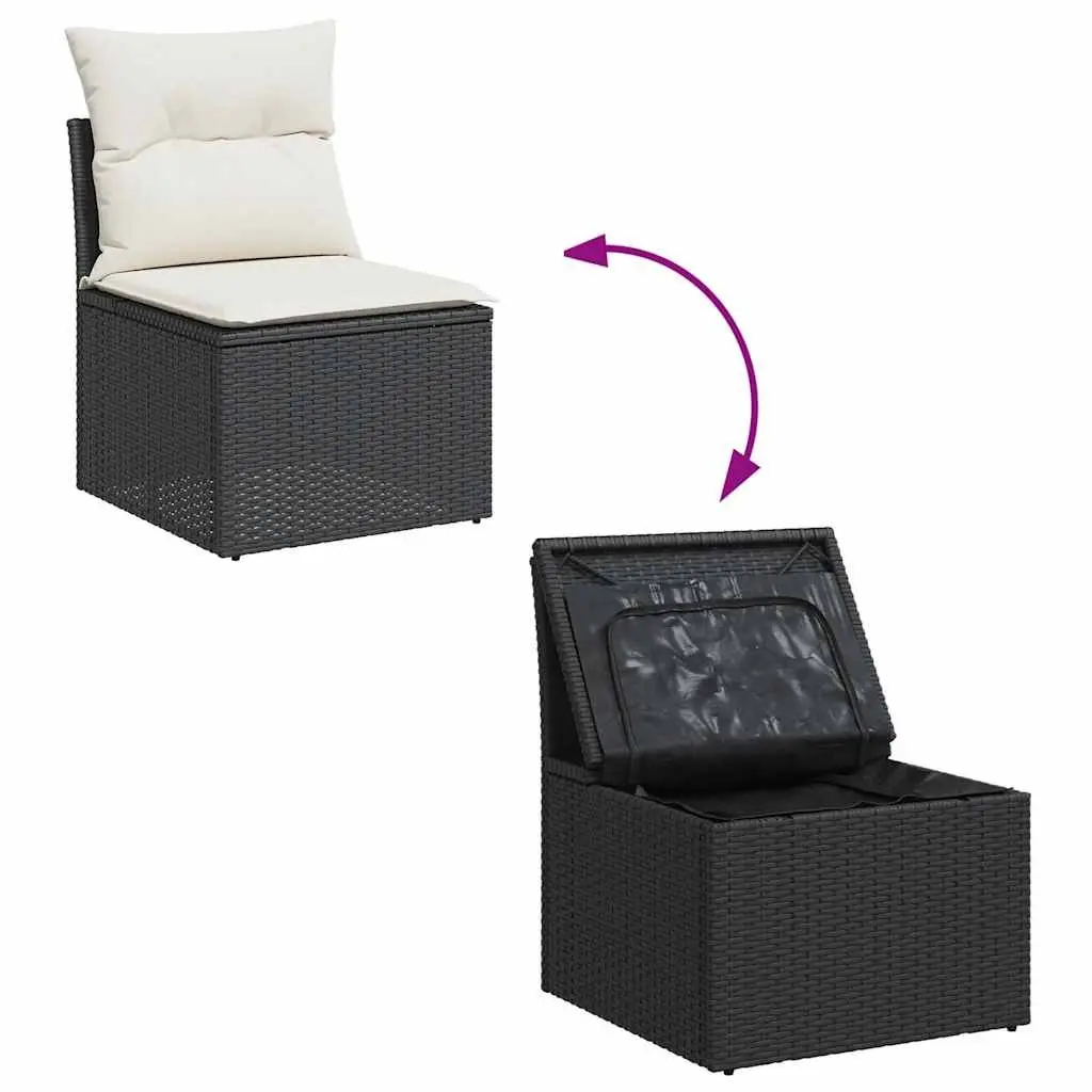 6 Piece Outdoor Black Rattan Sofa Set