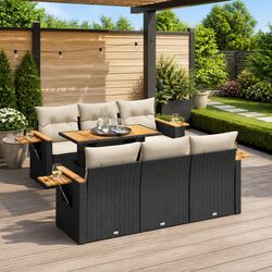 7-Piece Modular Black Garden Sofa Set Specifications