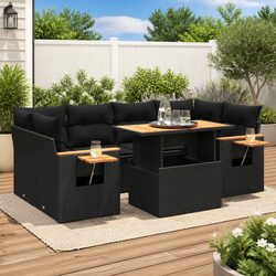 Black Garden Sofa Set – 7-Piece Outdoor Furniture