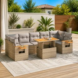 8-Piece Modular Garden Sofa Set in Beige - Specifications