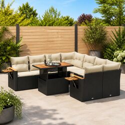 9 Piece Modular Garden Sofa Set with Storage & Cushions
