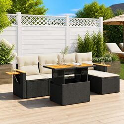 Specifications of 6 Piece Black Modular Garden Sofa Set