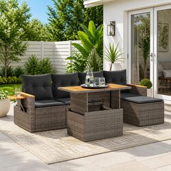 Specifications of 6-Piece Grey Garden Sofa Set