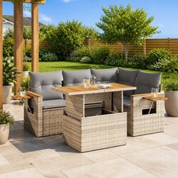 4-Piece Modular Garden Sofa Set with Storage and Cushions