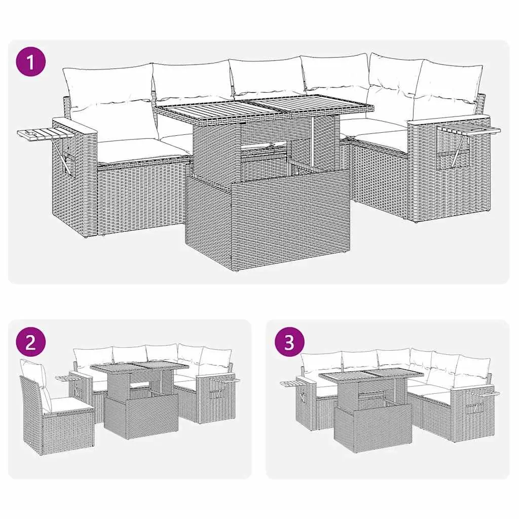 5 Piece Garden Sofa Set Grey Poly Rattan