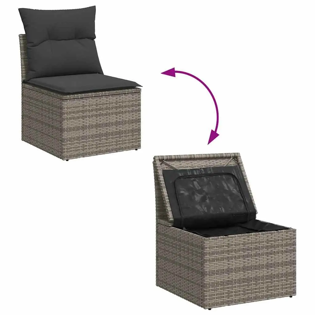 5 Piece Garden Sofa Set Grey Poly Rattan