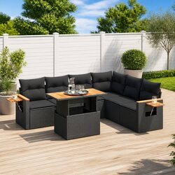 Specifications of the 6-Piece Garden Sofa Set: Black Poly Rattan