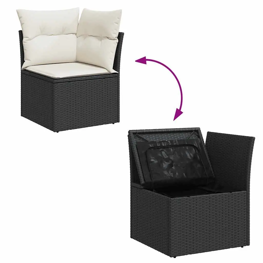 Garden Sofa Set Outdoor Furniture 6 Piece Black Poly Rattan
