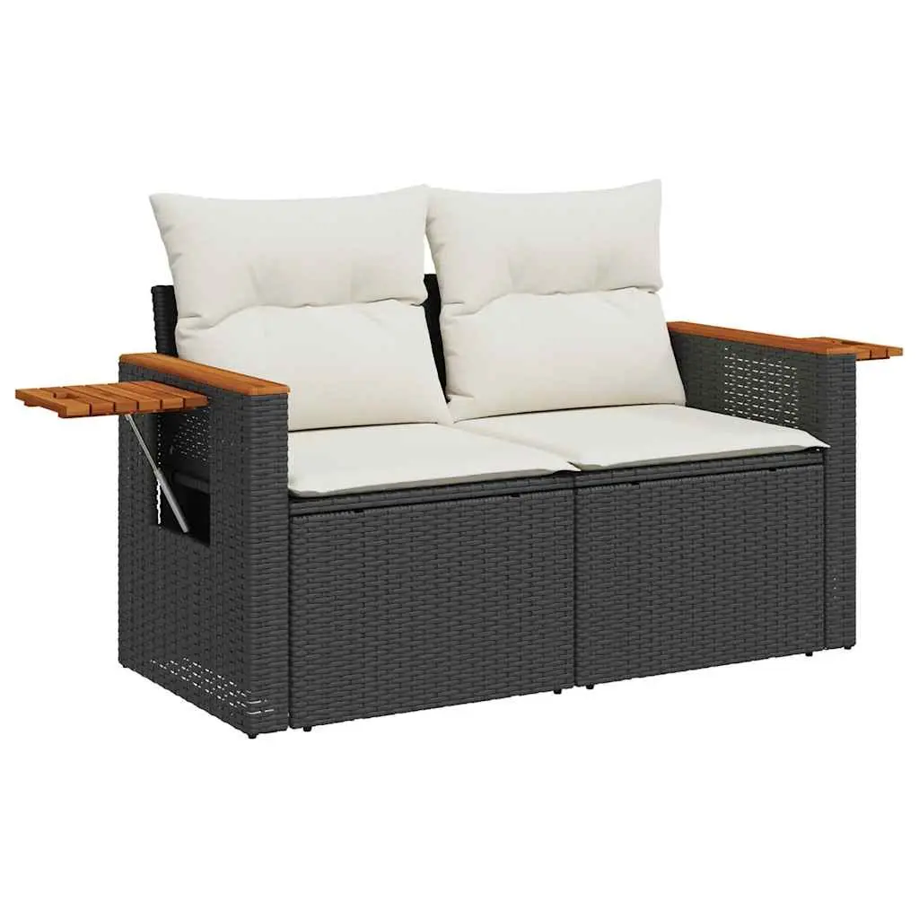 Garden Sofa Set Outdoor Furniture 6 Piece Black Poly Rattan