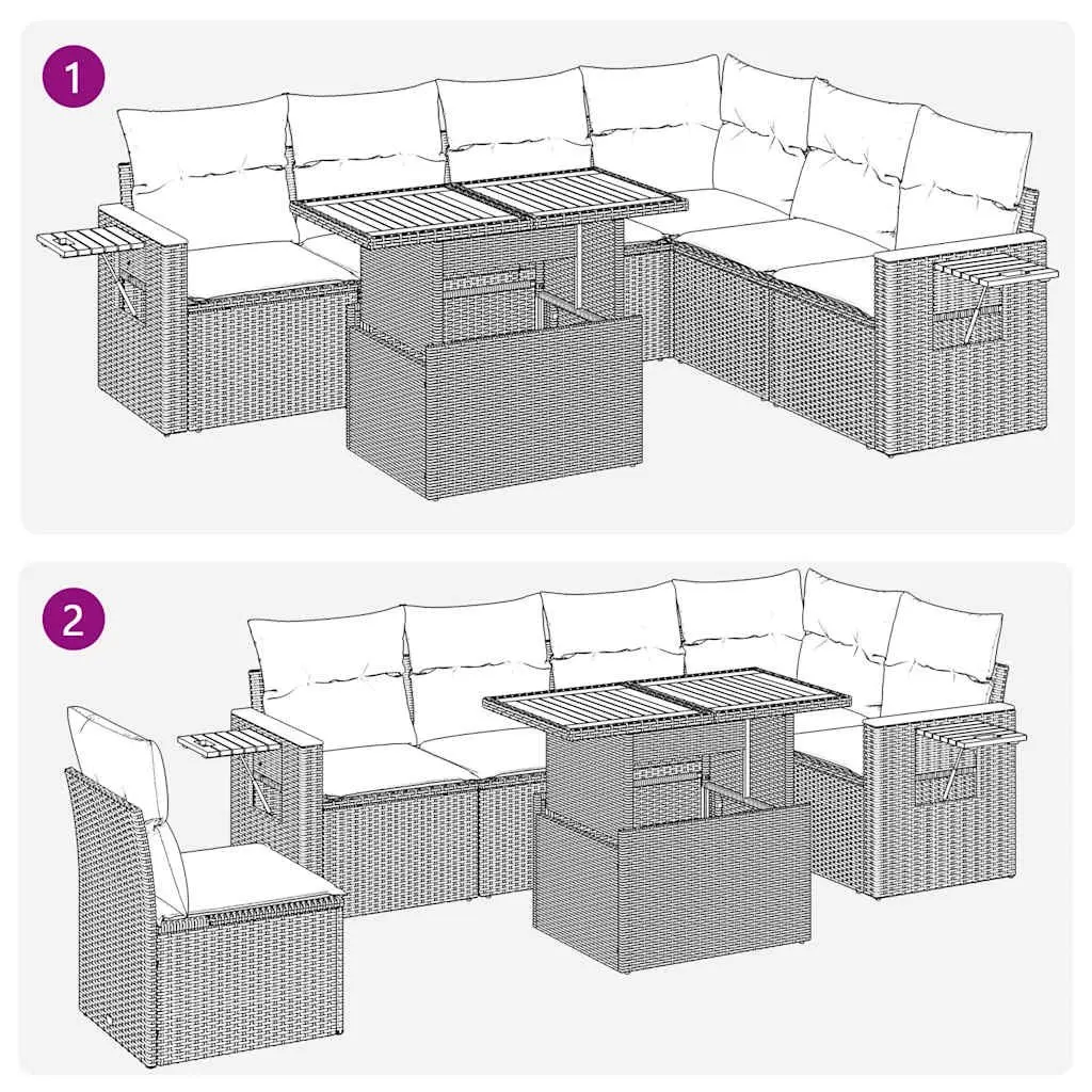 Garden Sofa Set 6 Piece Outdoor Furniture Grey Poly Rattan with Cushions Storage