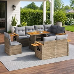 9 Piece Garden Sofa Set: Dimensions and Material Details
