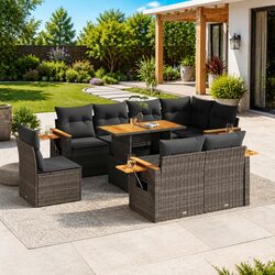 9-Piece Modular Garden Sofa Set with Storage & Cushions