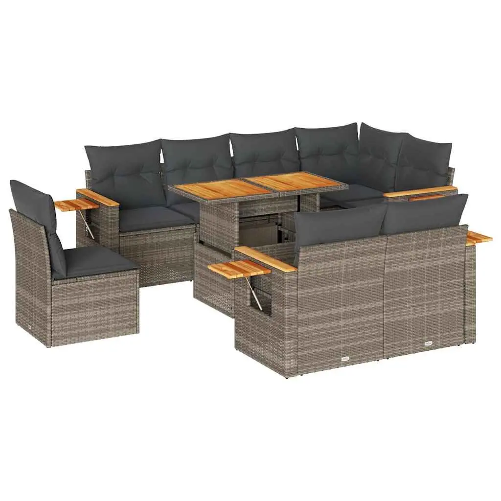 9-Piece Modular Garden Sofa Set with Storage & Cushions