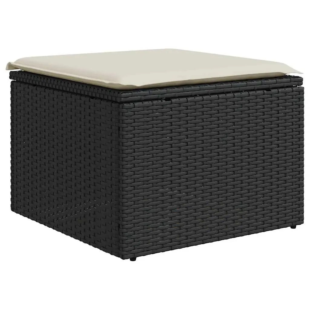 Outdoor Sofa Set 7 Piece Patio Furniture Black PE Rattan with Cushions and Storage