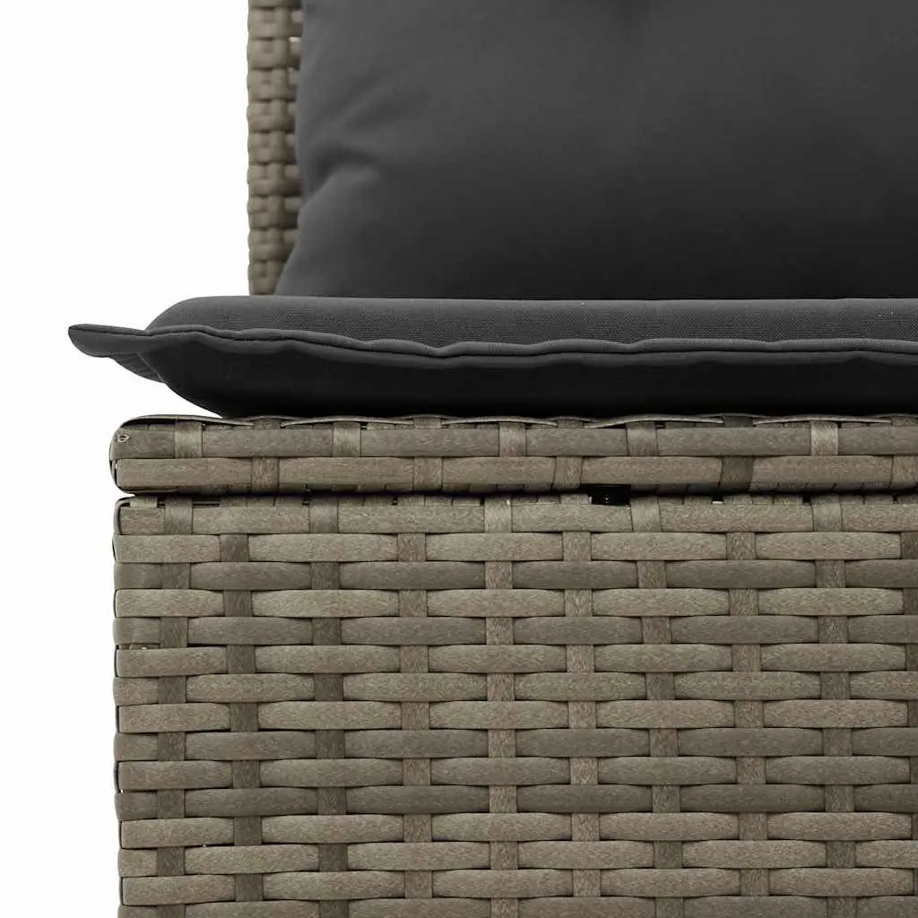 7-Piece Garden Sofa Set Grey Poly Rattan Outdoor Furniture with Storage Cushions