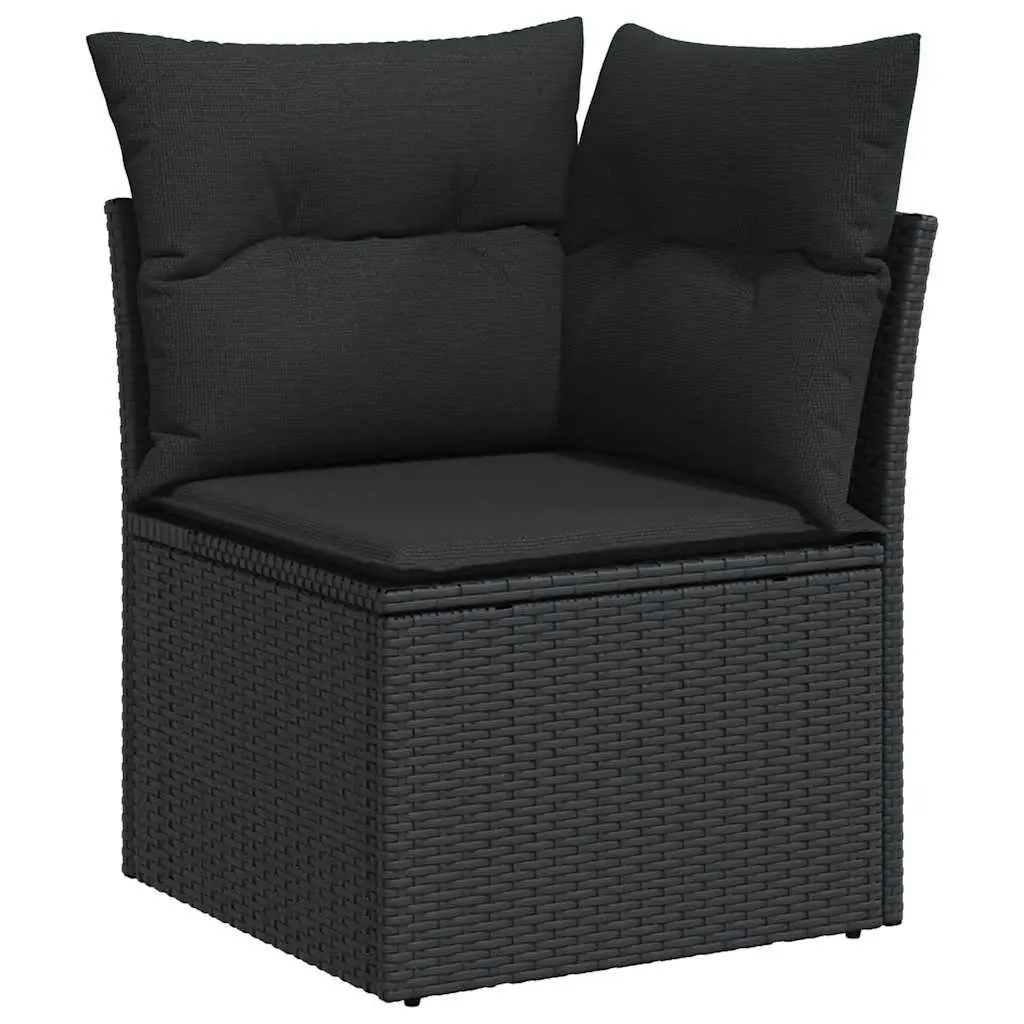 Garden Sofa Set Outdoor Furniture 9 Piece Black Poly Rattan with Cushions