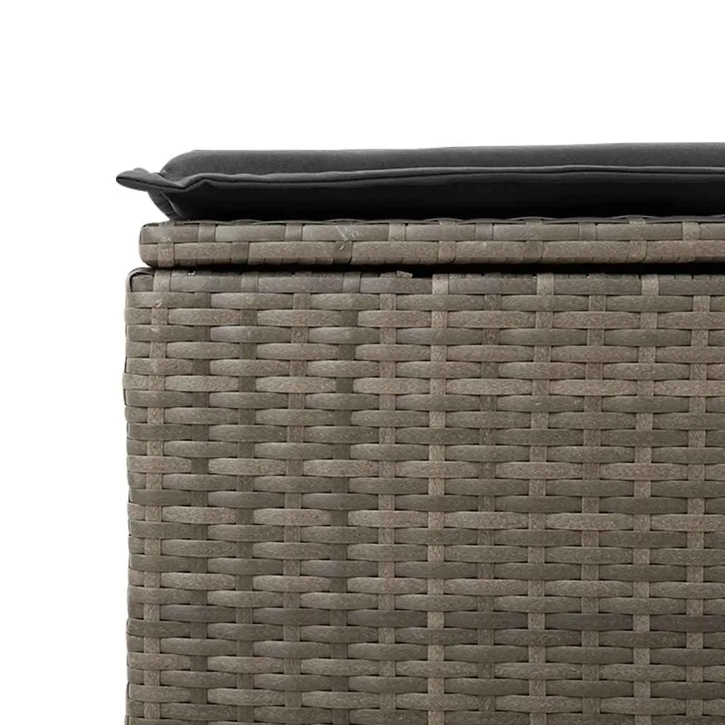 Garden Sofa Set 9 Piece Outdoor Furniture Grey Poly Rattan with Storage Cushions