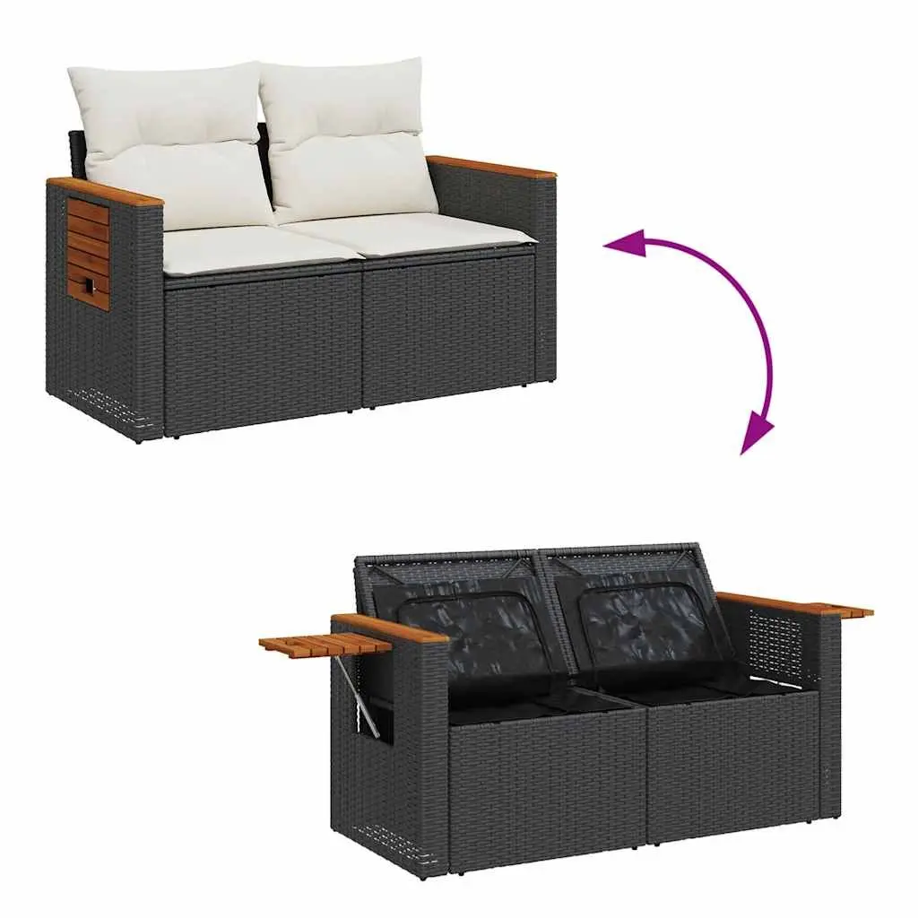 Garden Sofa Set Outdoor Furniture 10 Piece Black Poly Rattan Modular