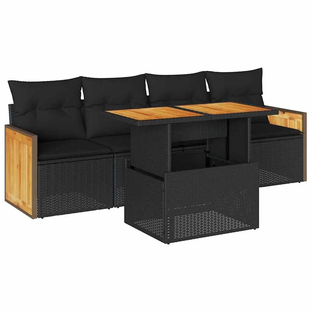 5 Piece Garden Sofa Set Outdoor Patio Furniture Modular Black