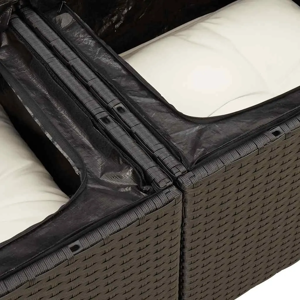 5 Piece Black Poly Rattan Sofa Set