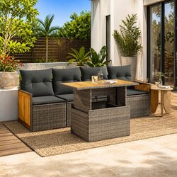 Specifications of 5 Piece Garden Sofa Set Grey Rattan