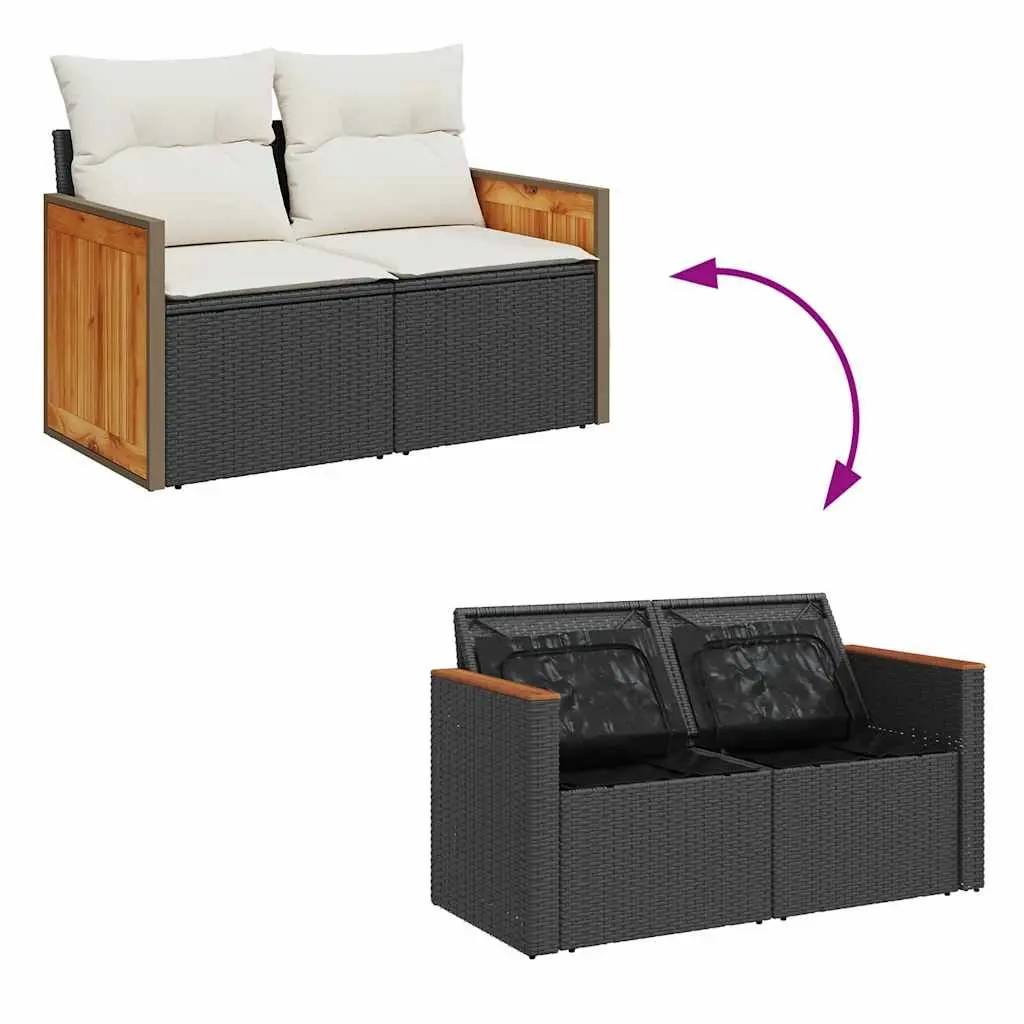 6 Piece Black Modular Garden Sofa Set