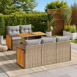6-Piece Modular Garden Sofa Set with Storage Function