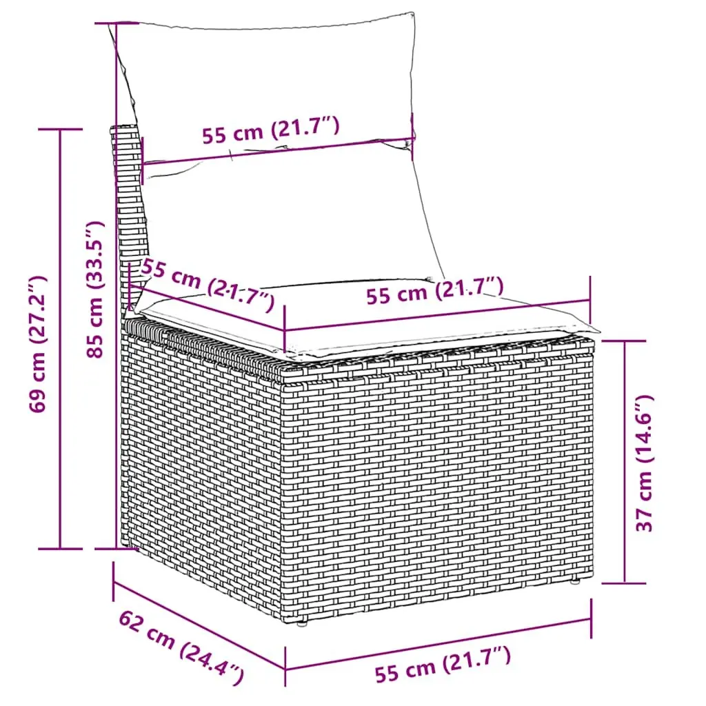 Garden Sofa Set 6 Piece Grey Poly Rattan Outdoor Furniture with Cushions Storage