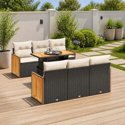 Specifications of 7 Piece Black Poly Rattan Sofa Set