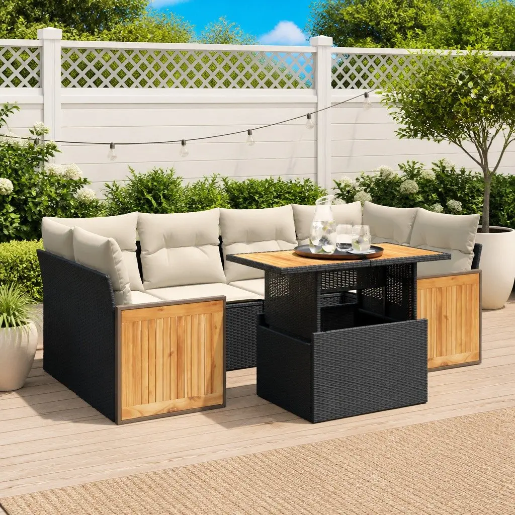 7-Piece Modular Garden Sofa Set with Cushions