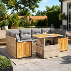Specifications of Beige Modular Garden Sofa Set: 7 Pieces