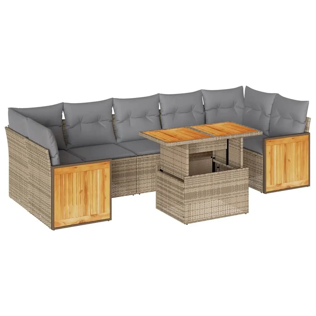 Garden Sofa Set 8 Piece Outdoor Furniture Patio Beige Modular Cushions Storage