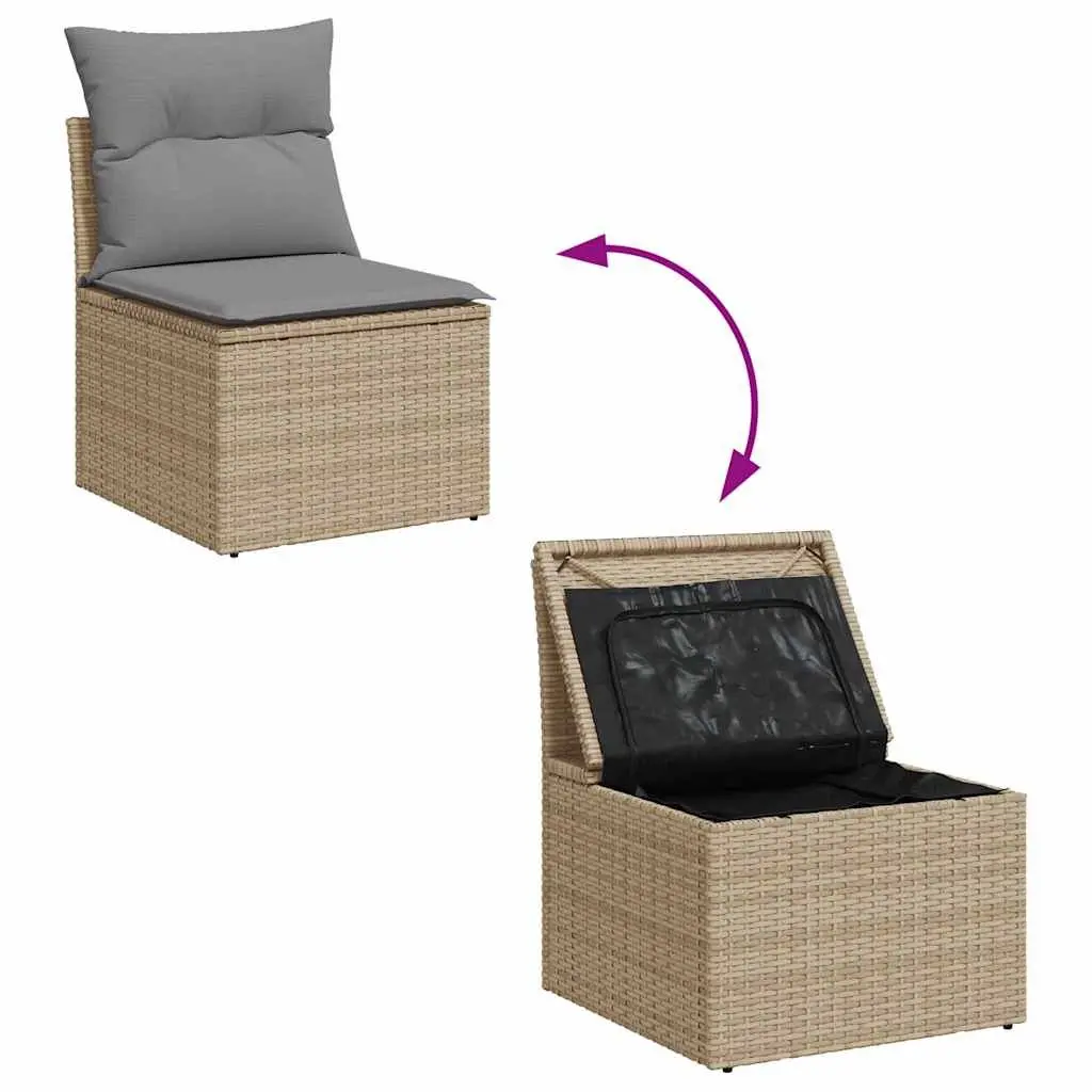 Garden Sofa Set 8 Piece Outdoor Furniture Patio Beige Modular Cushions Storage